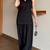 Black floral printed pure cotton sleeveless kurta farshi salwar set for women