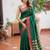green silk blend zari woven saree