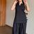 Black floral printed pure cotton sleeveless kurta farshi salwar set for women
