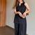 Black floral printed pure cotton sleeveless kurta farshi salwar set for women