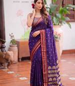 purple silk blend zari woven saree