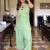 Sea green floral printed pure cotton sleeveless kurta farshi salwar set for women