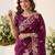 Wine silk blend resham embroidery embroidered saree