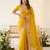 Yellow silk blend resham embroidery embroidered saree