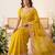 Yellow silk blend resham embroidery embroidered saree