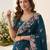 Teal silk blend resham embroidery embroidered saree