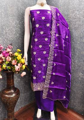  embroidered jimmy choo silk unstitched dress material with scalloped dupatta 2