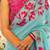light-blue silk blend floral printed saree
