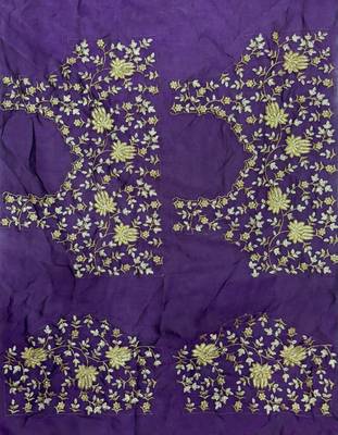 Dark-purple silk blend zari work embroidered saree 3
