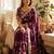 Wine silk blend zari work embroidered saree