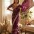 Wine silk blend zari work embroidered saree