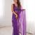 Purple net thread work embroidered saree