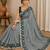 dark-green silk blend lehariya embroidered saree