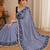 Blue silk blend lehariya printed saree