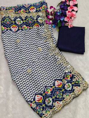 Blue silk blend lehariya printed saree 2