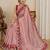 Red silk blend lehariya embroidered saree