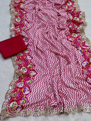 Pink silk blend lehariya printed saree 2