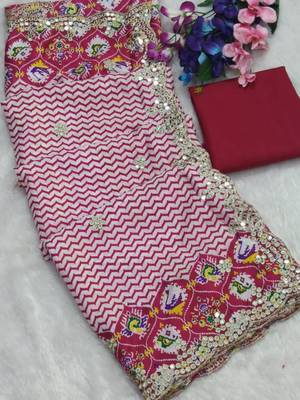 Pink silk blend lehariya printed saree 3