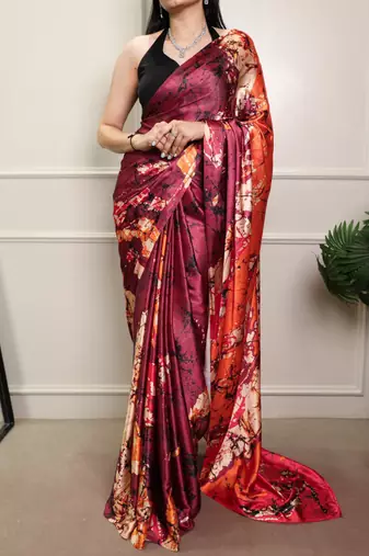 Multicolor silk blend batik printed saree
