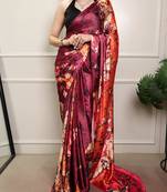 Multicolor silk blend batik printed saree