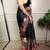 Black silk blend abstract print printed saree