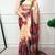 Cream silk blend batik printed saree