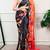 Black silk blend batik printed saree