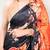 Black silk blend batik printed saree