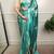 Turquoise silk blend abstract print printed saree