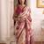 cream silk blend floral printed saree