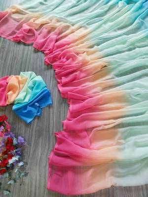 multicolor georgette ombre plain saree 2