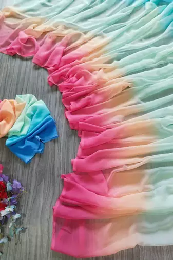 multicolor georgette ombre plain saree