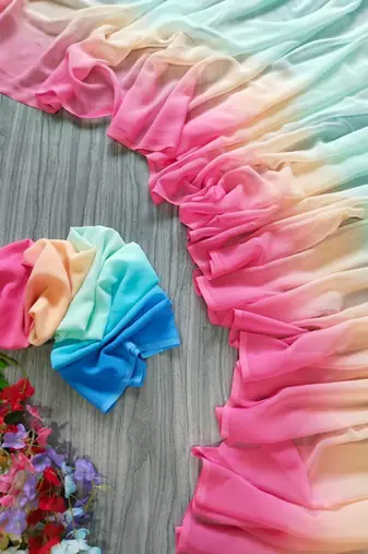 multicolor georgette ombre plain saree