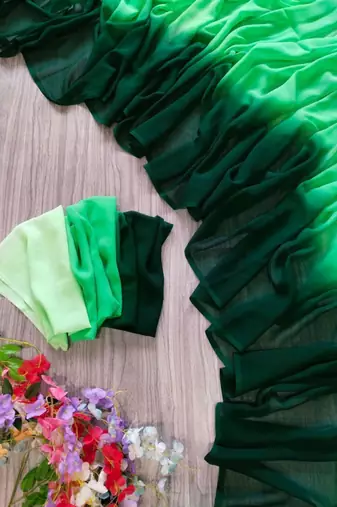 green georgette ombre plain saree