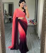pink georgette ombre plain saree