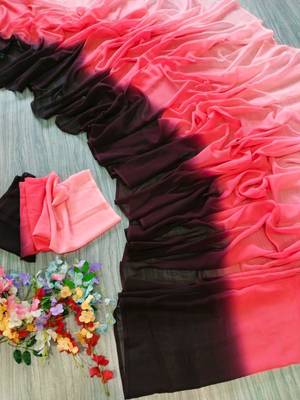 pink georgette ombre plain saree 2