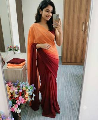 multicolor georgette ombre plain saree 1