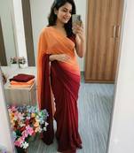multicolor georgette ombre plain saree
