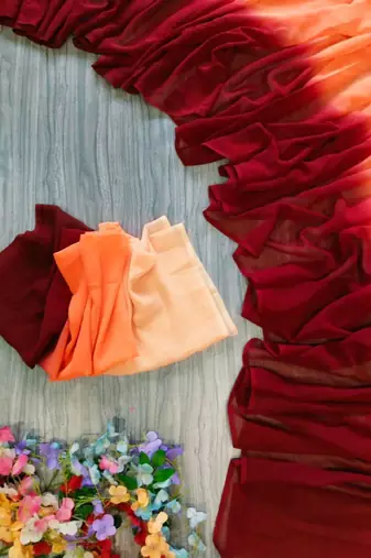 multicolor georgette ombre plain saree