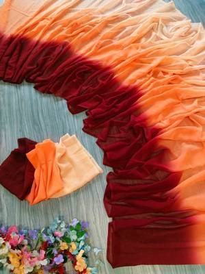 multicolor georgette ombre plain saree 3