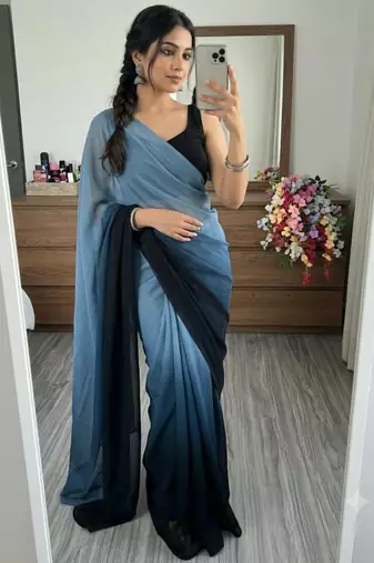 multicolor georgette ombre plain saree
