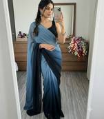 multicolor georgette ombre plain saree