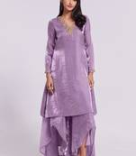 Lavender embellished v-neck kurta set
