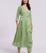 Stylish green asymmetrical kurta set