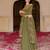 Olive green georgette embroidered gown with dupatta
