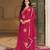 Elegant rani pink georgette gown with dupatta and embroidery work