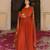 Elegant rust georgette gown with embroidered dupatta
