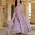 Graceful lavender georgette embroidered gown with flowing dupatta