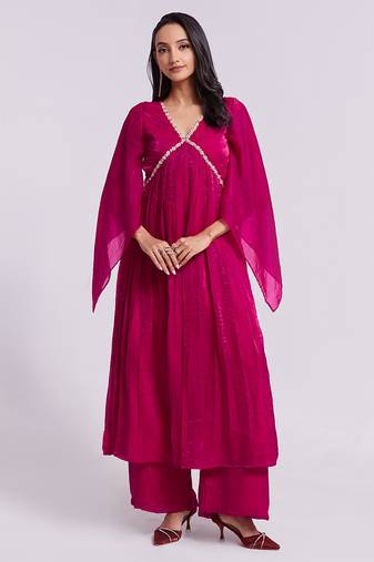 Elegant pink kurta palazzo set