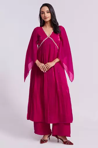Elegant pink kurta palazzo set